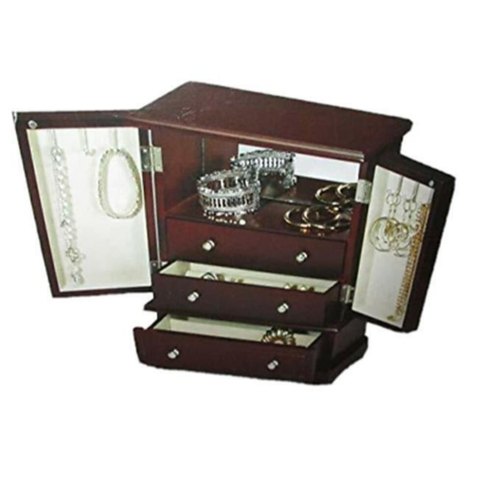 Nice Wooden Jewelry Box 3 Drawer with Inner Accessory